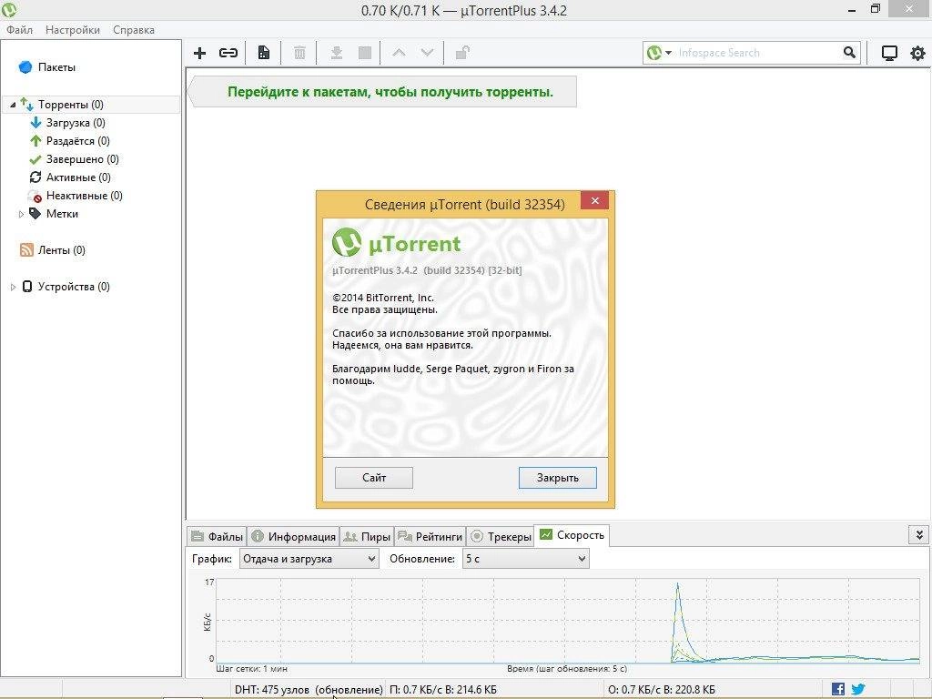 Описание программы µTorrent Plus 3.4.2 build 32354 Stable