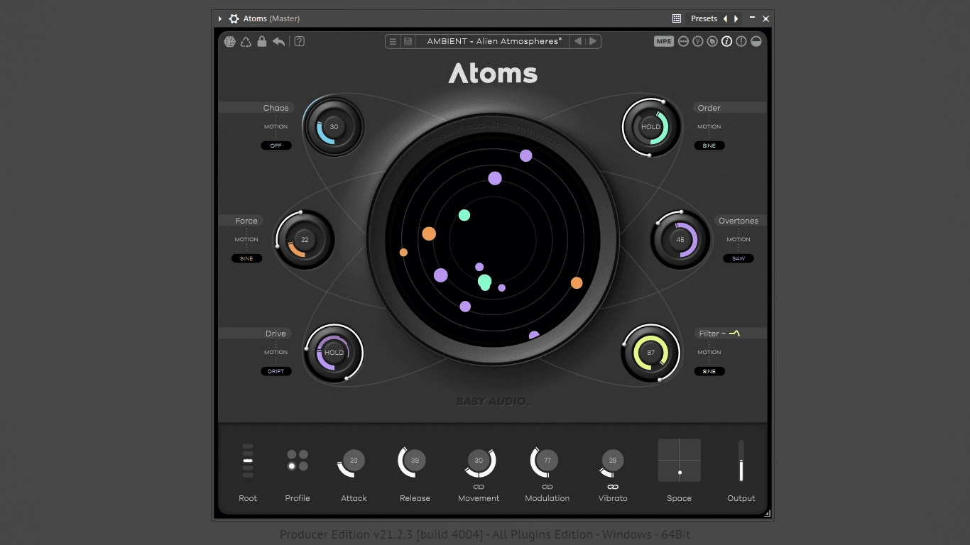Описание программы BABY Audio - Atoms 1.1.0 STANDALONE, VSTi, VSTi 3, AAX En]