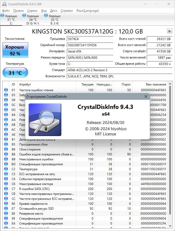 Aktivatsiya Crystaldiskinfo 9.5.0 Beta 3 Portable.webp