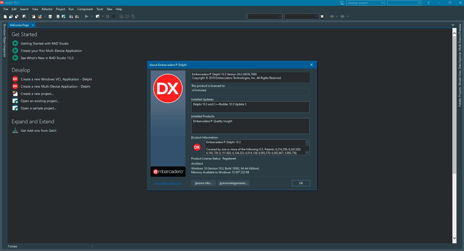 Aktivatsiya Embarcadero Delphi 10.3.3 Rio 26.0.36039.7899 Lite V15.3.webp