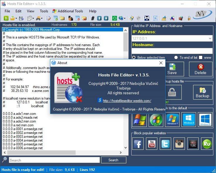 Aktivatsiya Hosts File Editor 1.3.5 Portable.webp