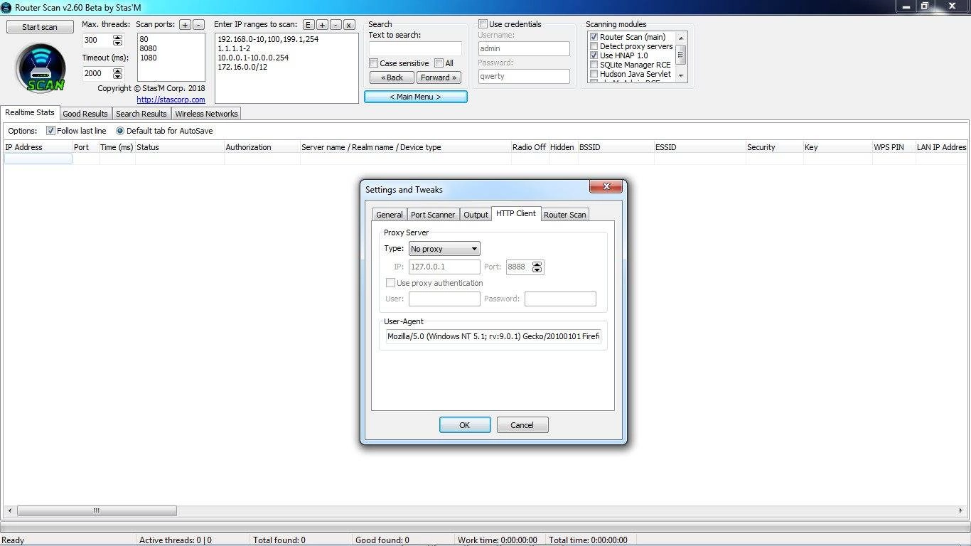 Описание программы Router Scan 2.60 Beta Portable by Stas'M