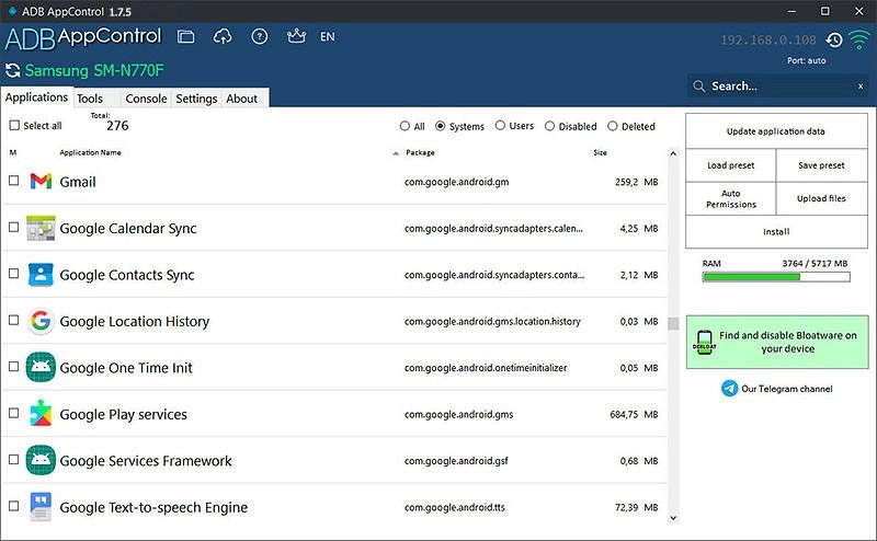 Активация ADB AppControl 1.8.6 + Portable
