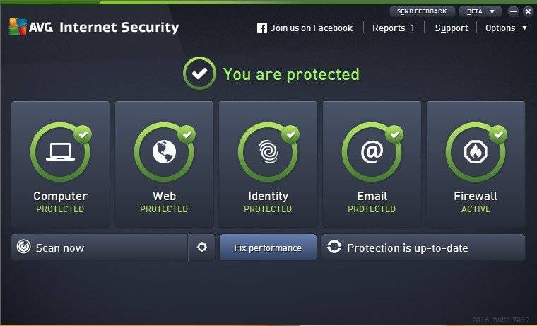 Активация AVG Internet Security 16.0.7039 Beta