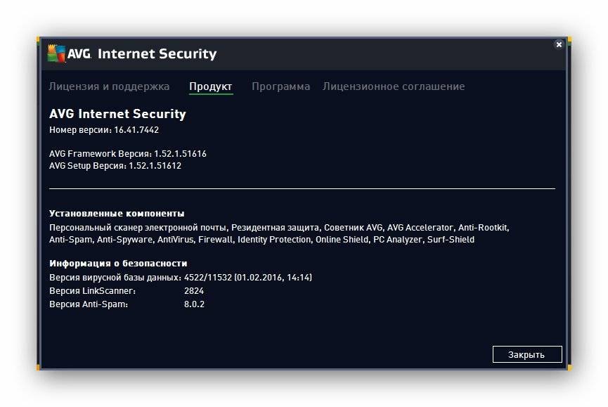 Активация AVG Internet Security 16.41.7442