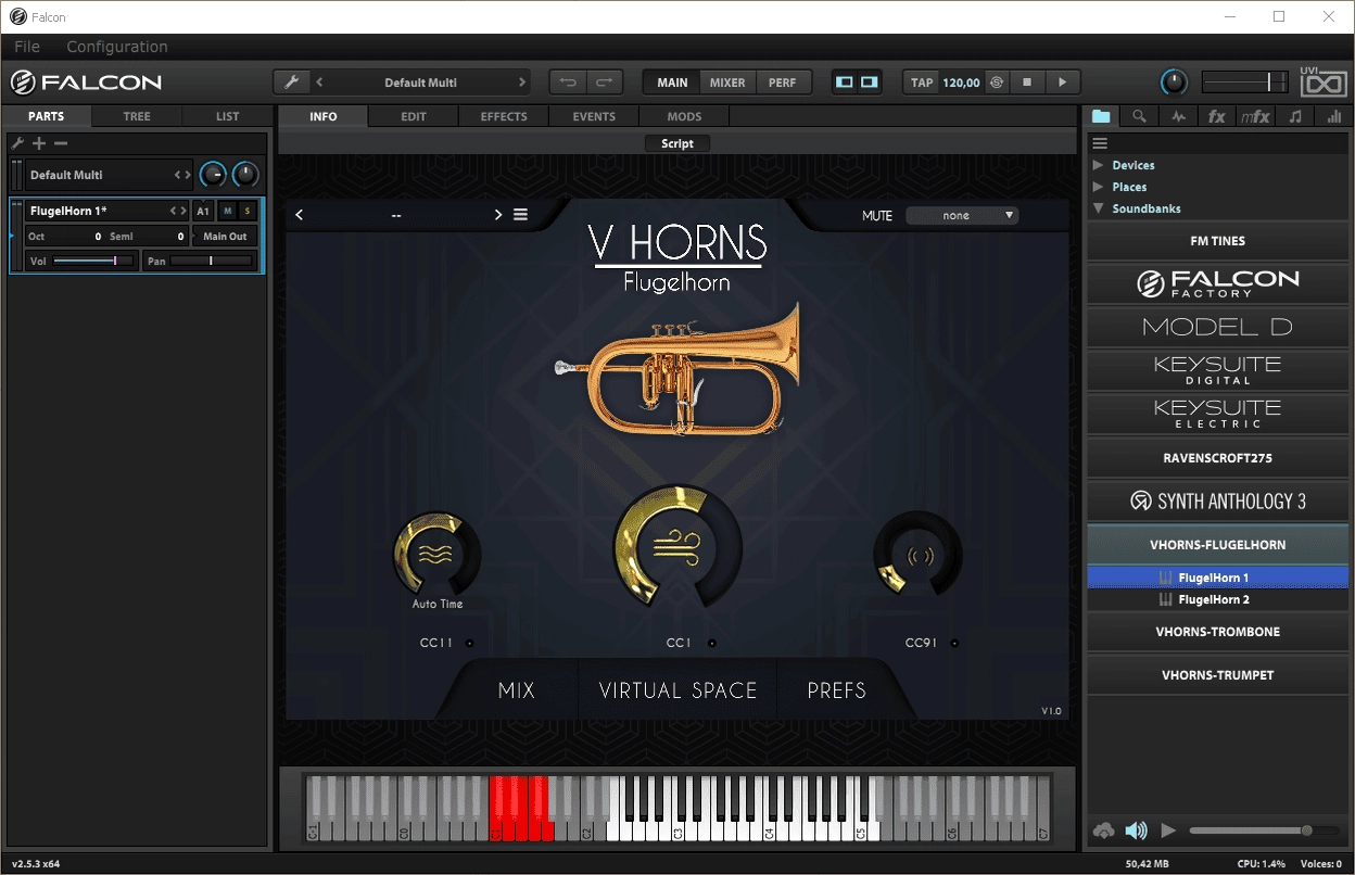Активация Acoustic samples - VHorns Brass Section for 1.0