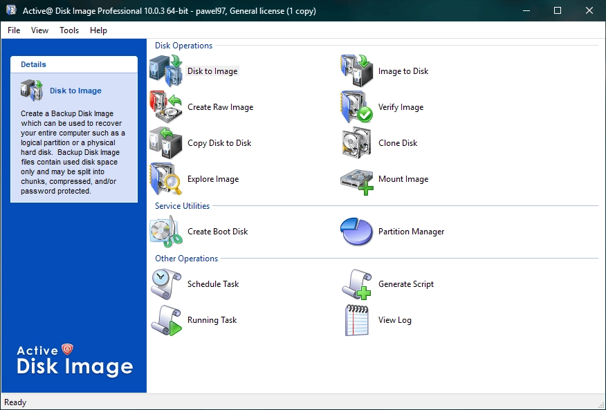 Активация Active Disk Image Professional 10.0.3