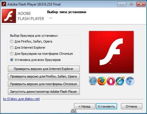 Активация Adobe Flash Player 18.0.0.232 Final RePack by D!akov