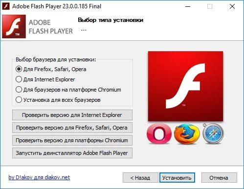 Активация Adobe Flash Player 23.0.0.185 Final RePack by D!akov