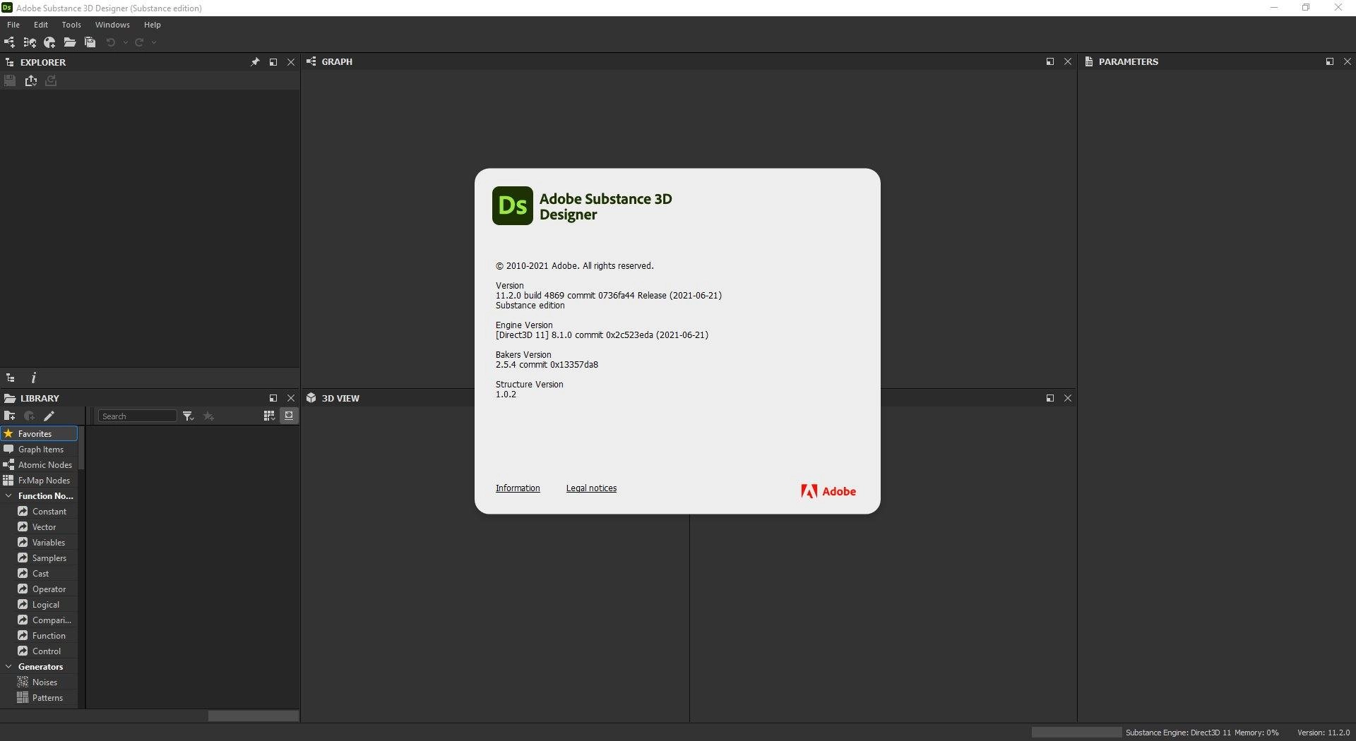 Активация Adobe Substance 3D Designer 11.2.0 Build 4869