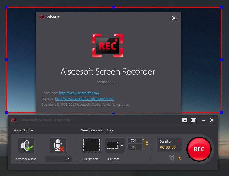 Активация Aiseesoft Screen Recorder 1.0.10 Portable by poni-koni