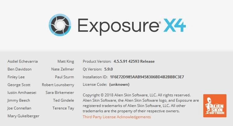 Активация Alien Skin Exposure X4 v4.5.5.91 42593 x64