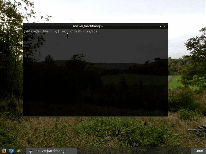 Активация ArchBang 110418 beta 1xCD