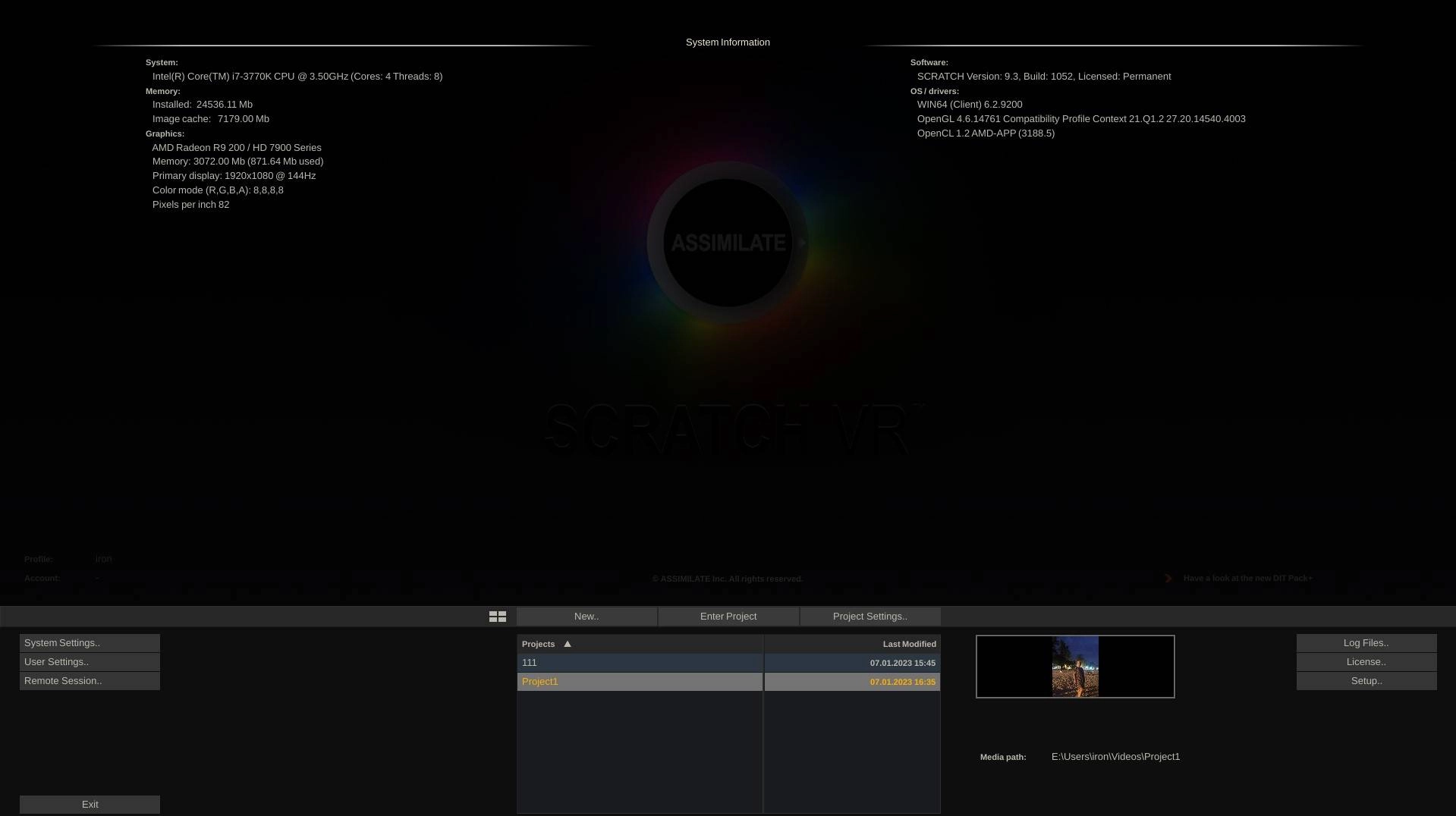 Активация Assimilate Scratch 9.3 Build 1052
