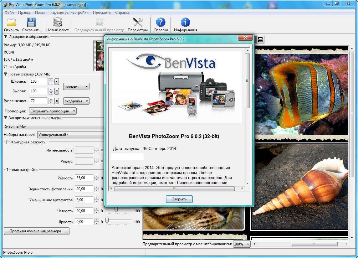 Активация Benvista PhotoZoom Pro 6.0.2
