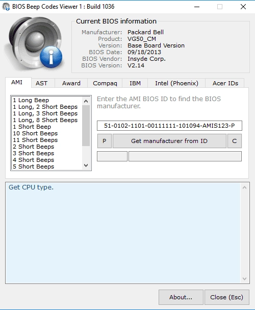 Активация Bios beep codes viewer 1.0.3.1036 Portable