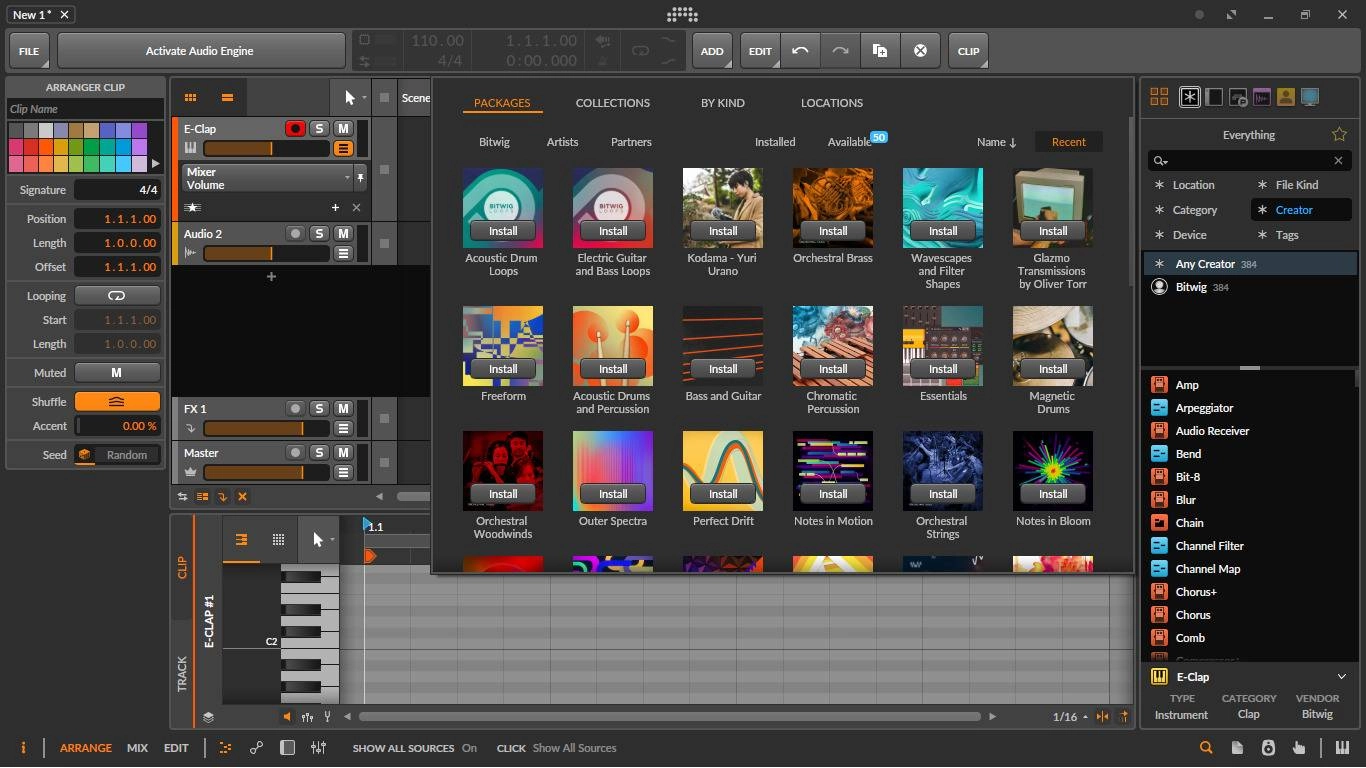 Активация Bitwig Studio 5.2.0