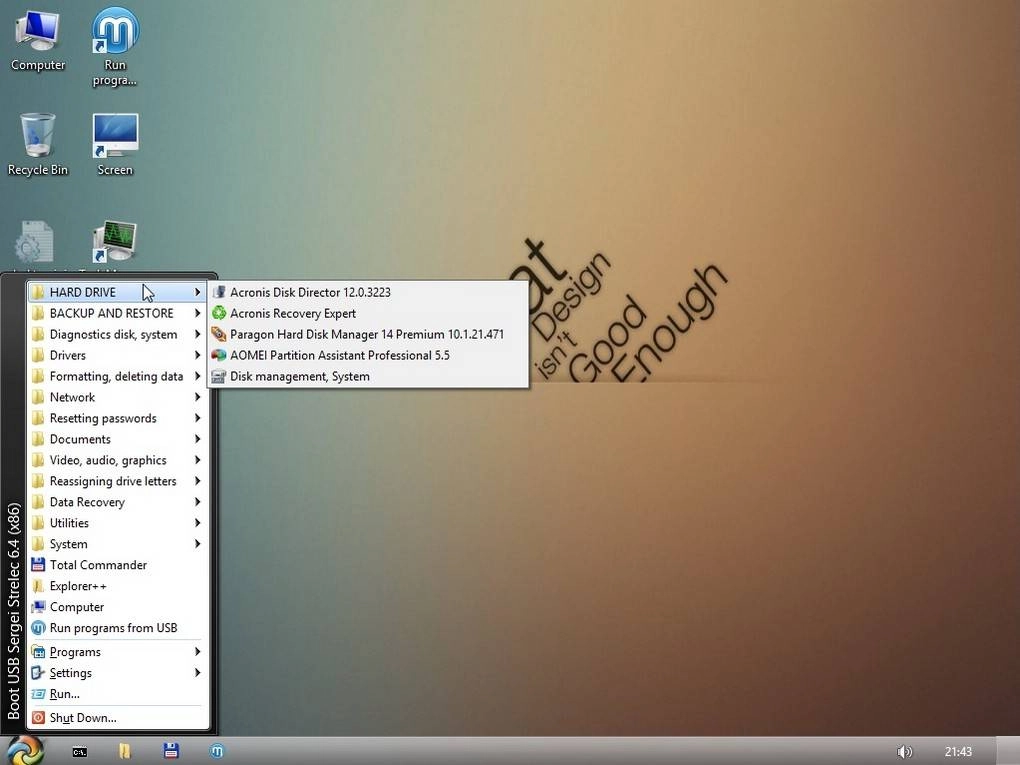 Активация Boot USB Sergei Strelec v.6.4 [E