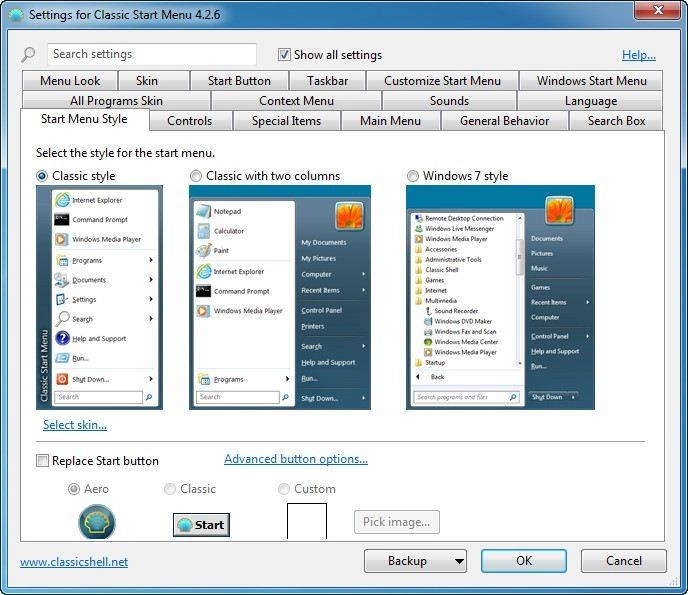 Активация Classic Shell 4.3.1 Final