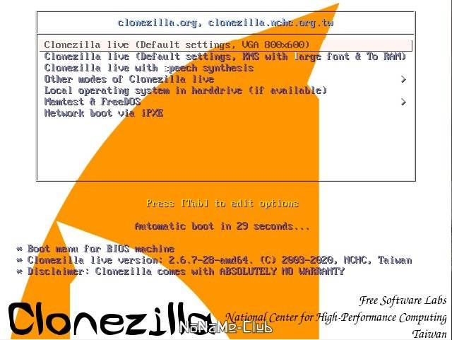 Активация Clonezilla Live 2.6.7.28 3xCD