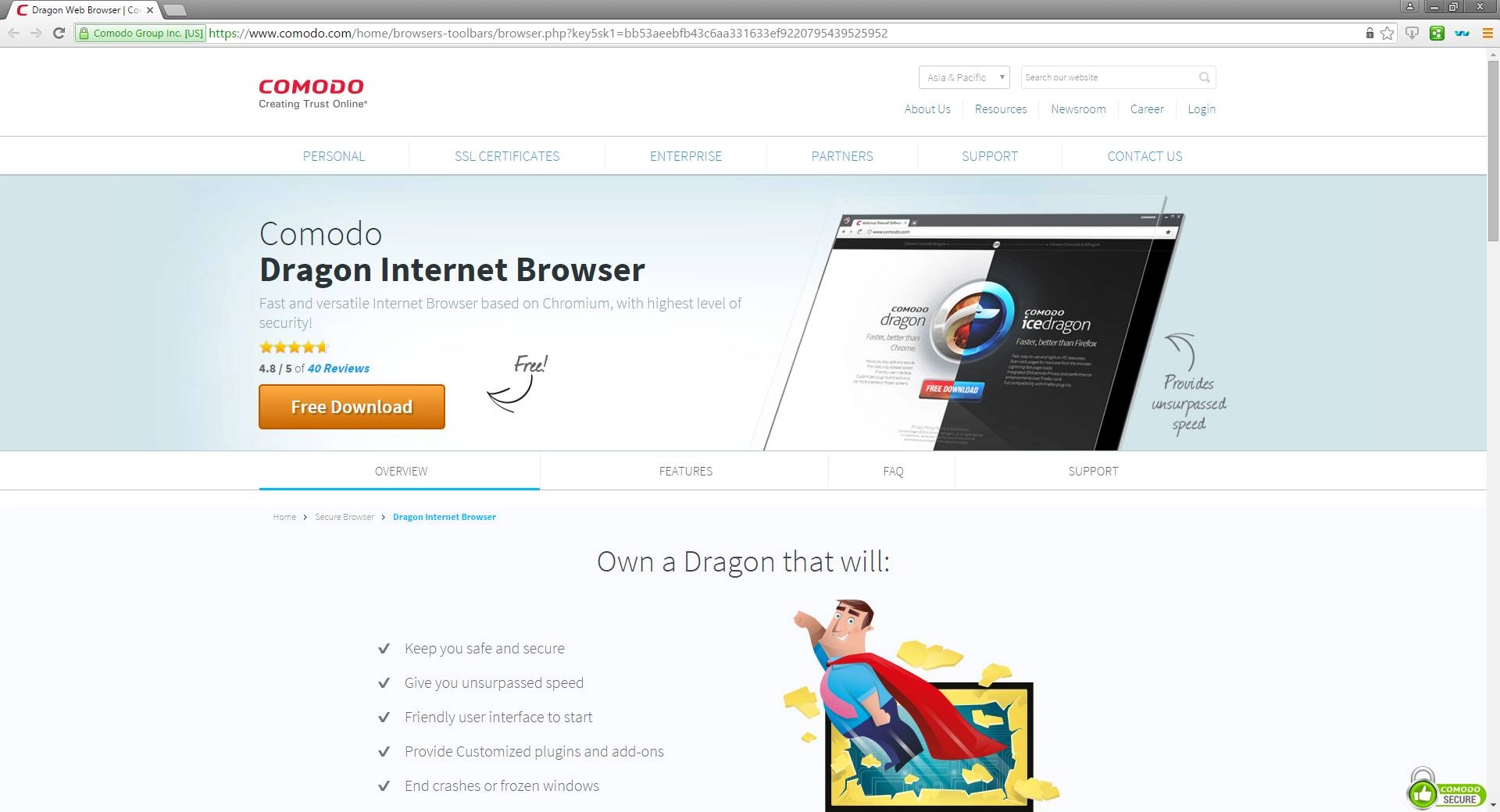 Активация Comodo Dragon 48.12.18.249 + Portable