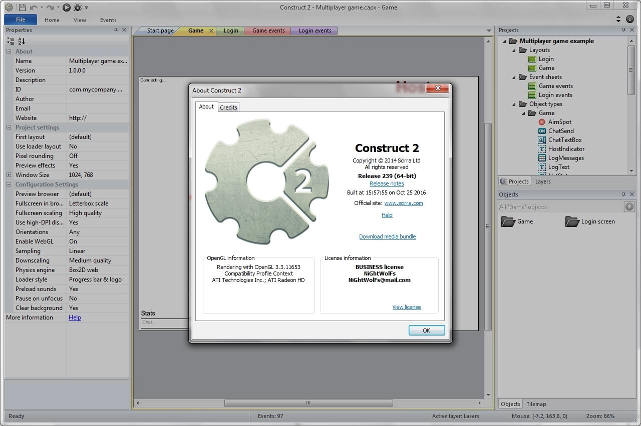 Активация Construct 2 Business Edition r239 Stable