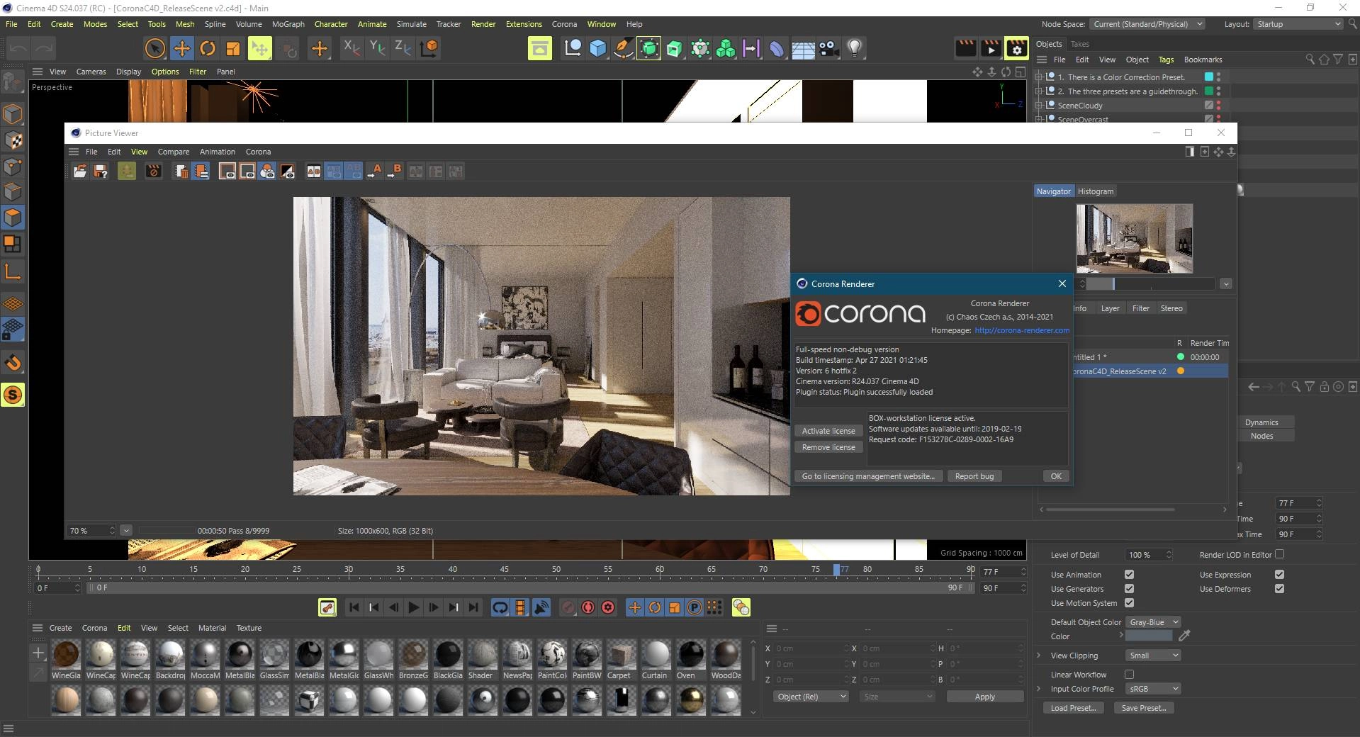 Активация Corona Renderer 6 Hotfix 2 for Cinema 4D R14-S24