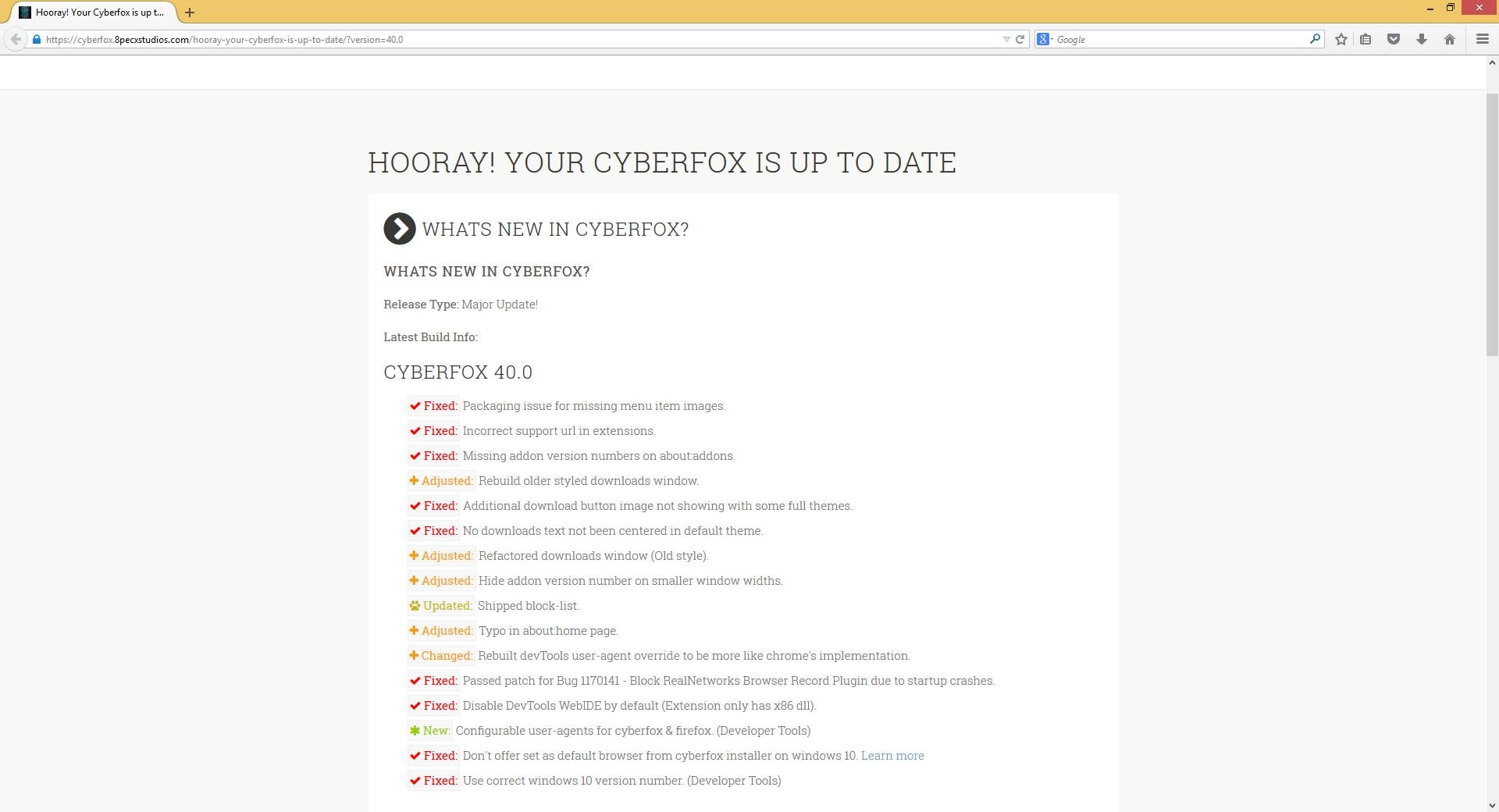 Активация Cyberfox 40.0 for Intel + Portable