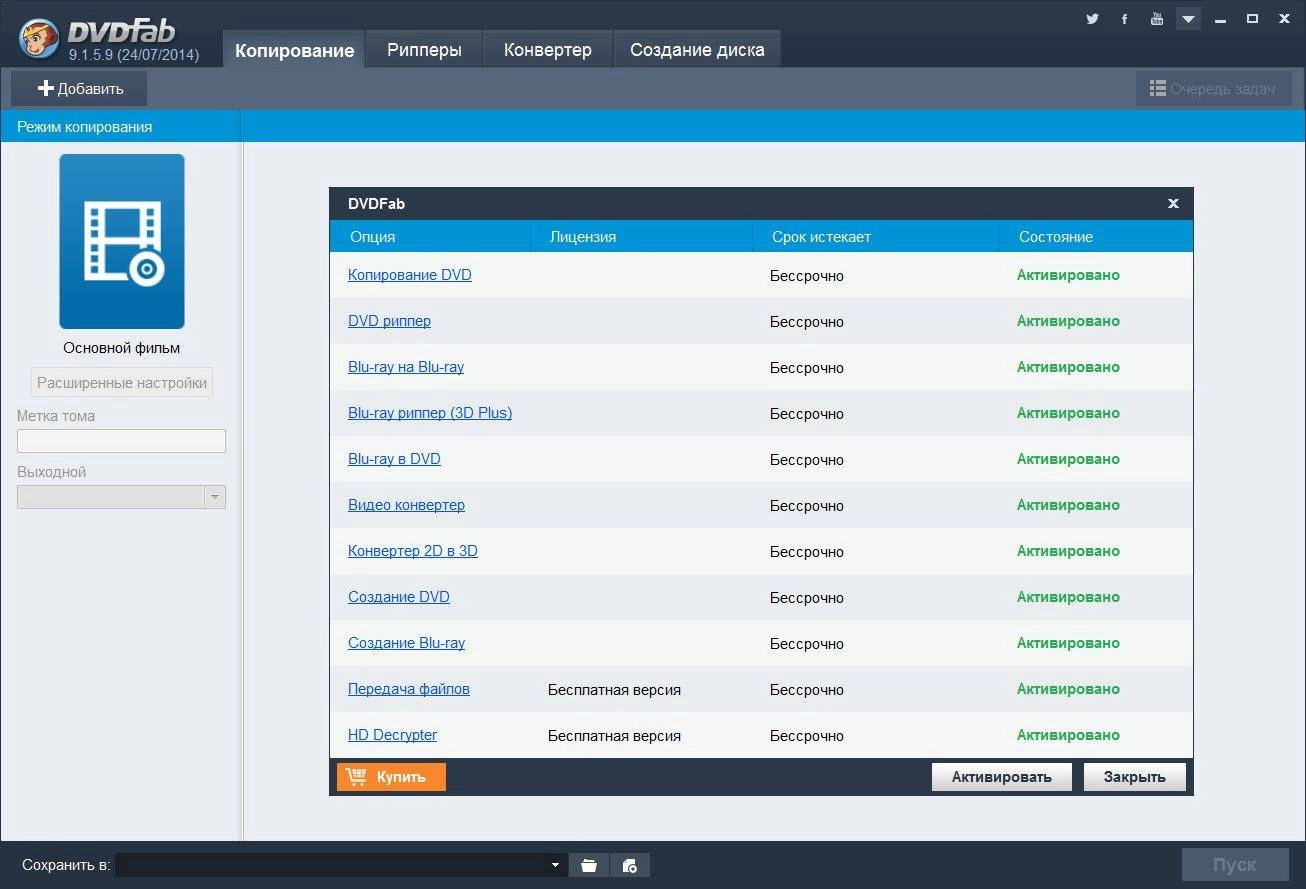 Активация DVDFab 9.1.5.9 Final