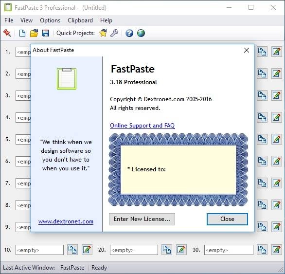 Активация Dextronet FastPaste 3.18 Professional
