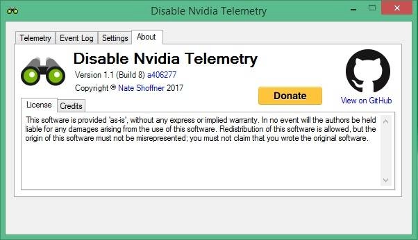 Активация Disable Nvidia Telemetry 1.1 Build 8 + Portable