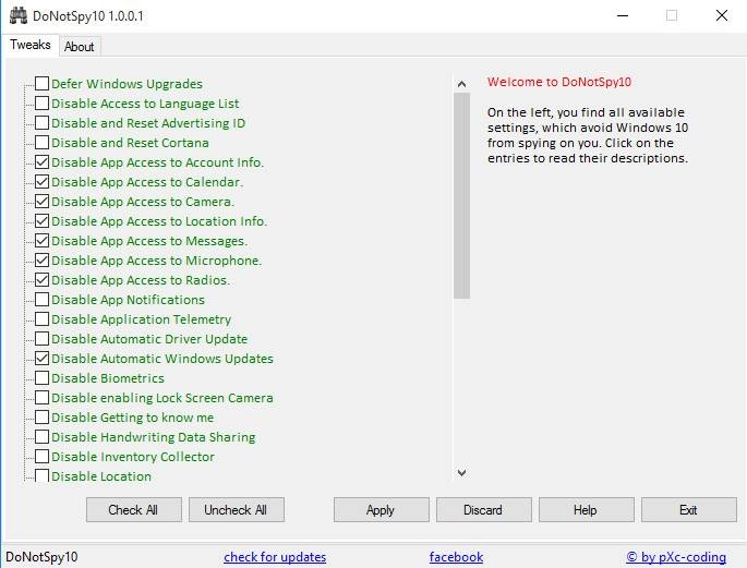 Активация DoNotSpy10 1.0.0.1 Portable by PortableWares