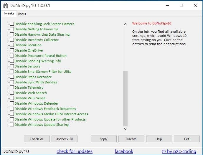 Активация DoNotSpy10 1.0.0.1