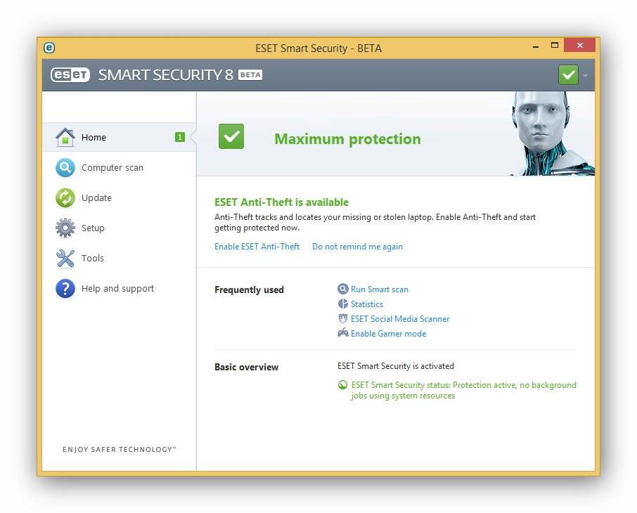 Активация ESET Smart Security 8.0.103.0 Beta