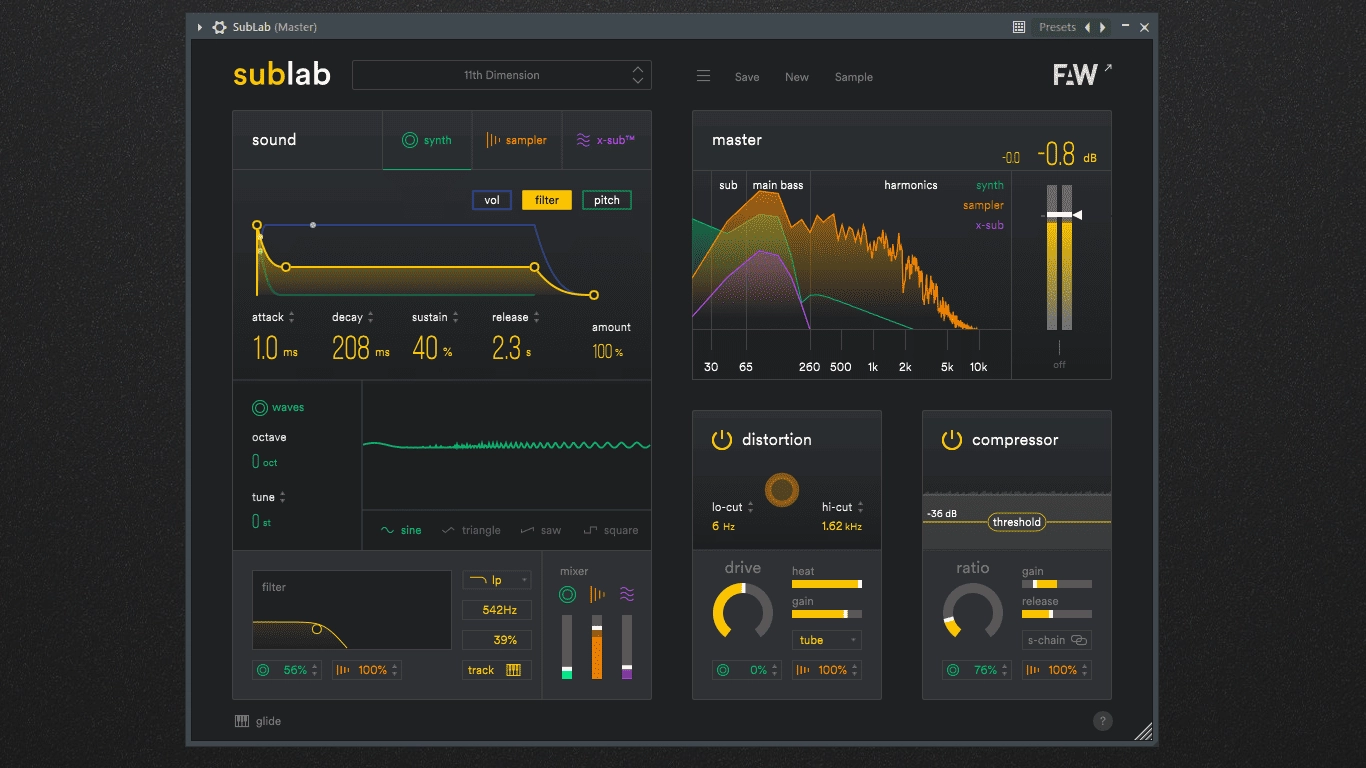 Активация FAW SubLab 1.1.8 STANDALONE, VSTi, VSTi3, AAX