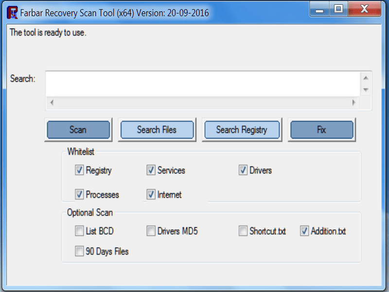 Активация Farbar Recovery Scan Tool 20.09.2016 Portable