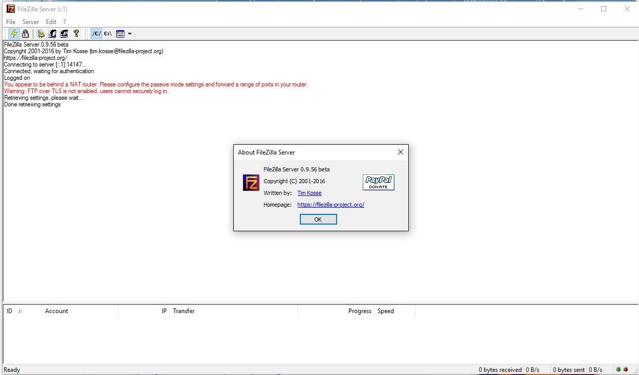 Активация FileZilla Server 1.9.4.0