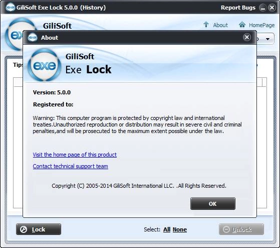 Активация Gilisoft Exe Lock 5.0.0