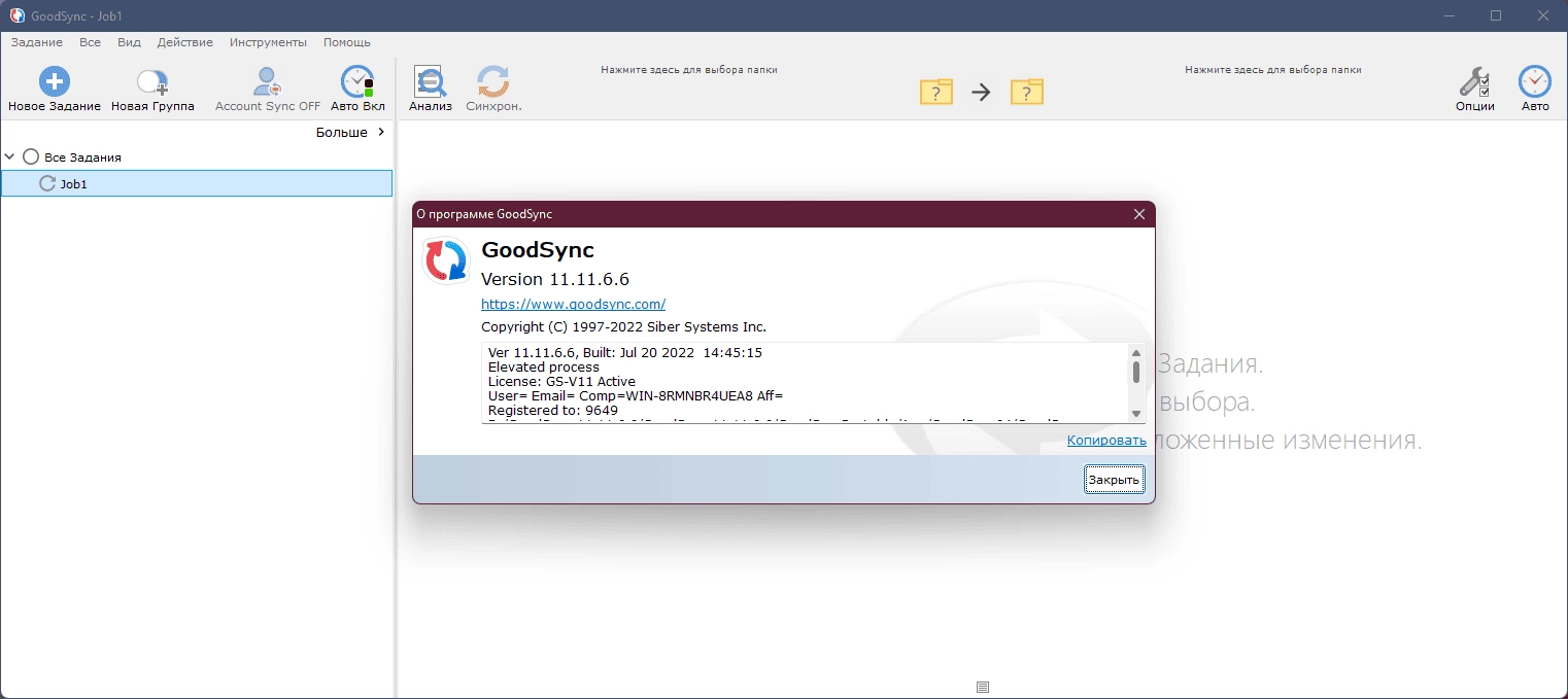 Активация GoodSync Enterprise 11.11.6.6 RePack by 9649