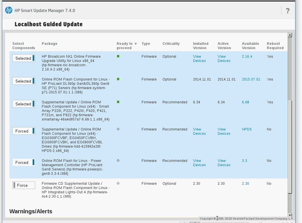 Активация HP Service Pack for ProLiant