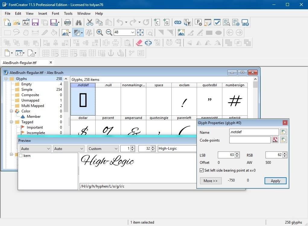 Активация High-Logic FontCreator Professional Edition 11.5.0.2430 RePack by tolyan76