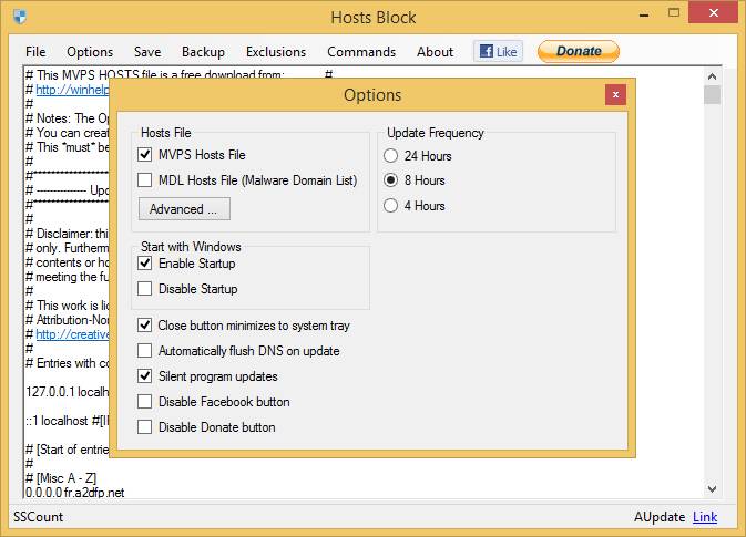 Активация Hosts Block 1.2.8.0