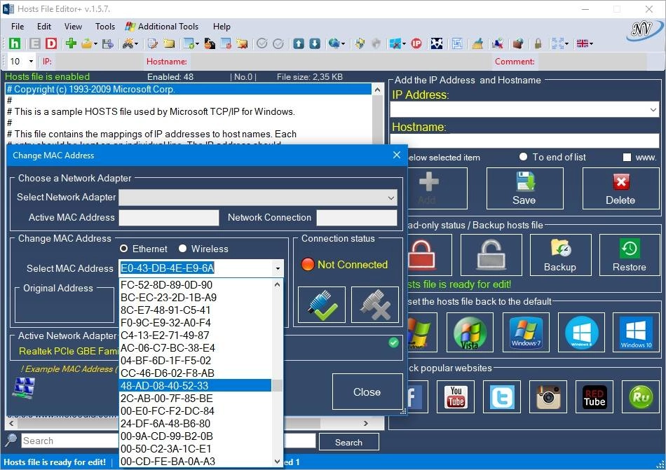 Активация Hosts File Editor+ 1.5.16 Portable
