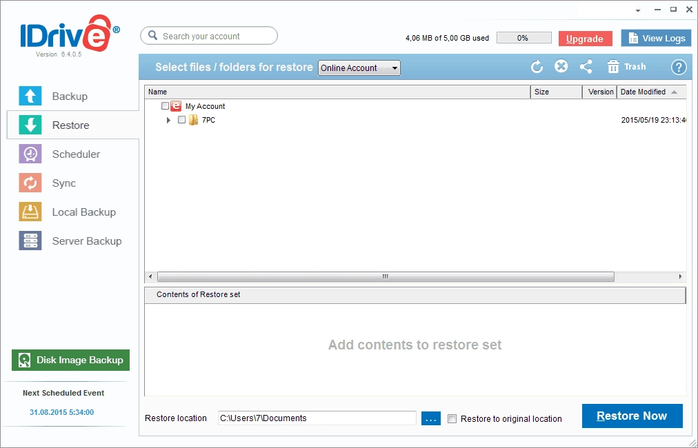 Активация IDrive 6.4.0.5