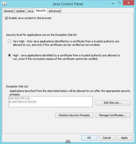 Активация Java SE Runtime Environment 8.0 Update 20