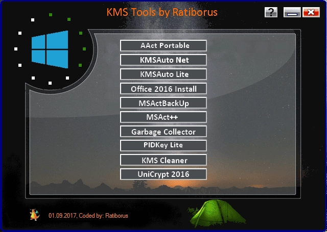 Активация KMS Tools Portable 01.09.2017 by Ratiborus