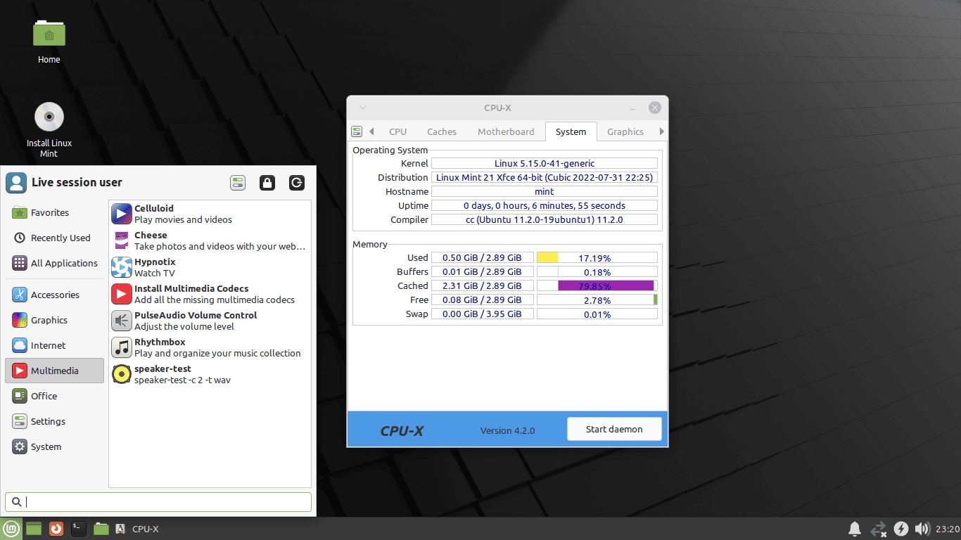 Активация Linux Mint 21 Custom Xfce с доп. пакетами 1xDVD