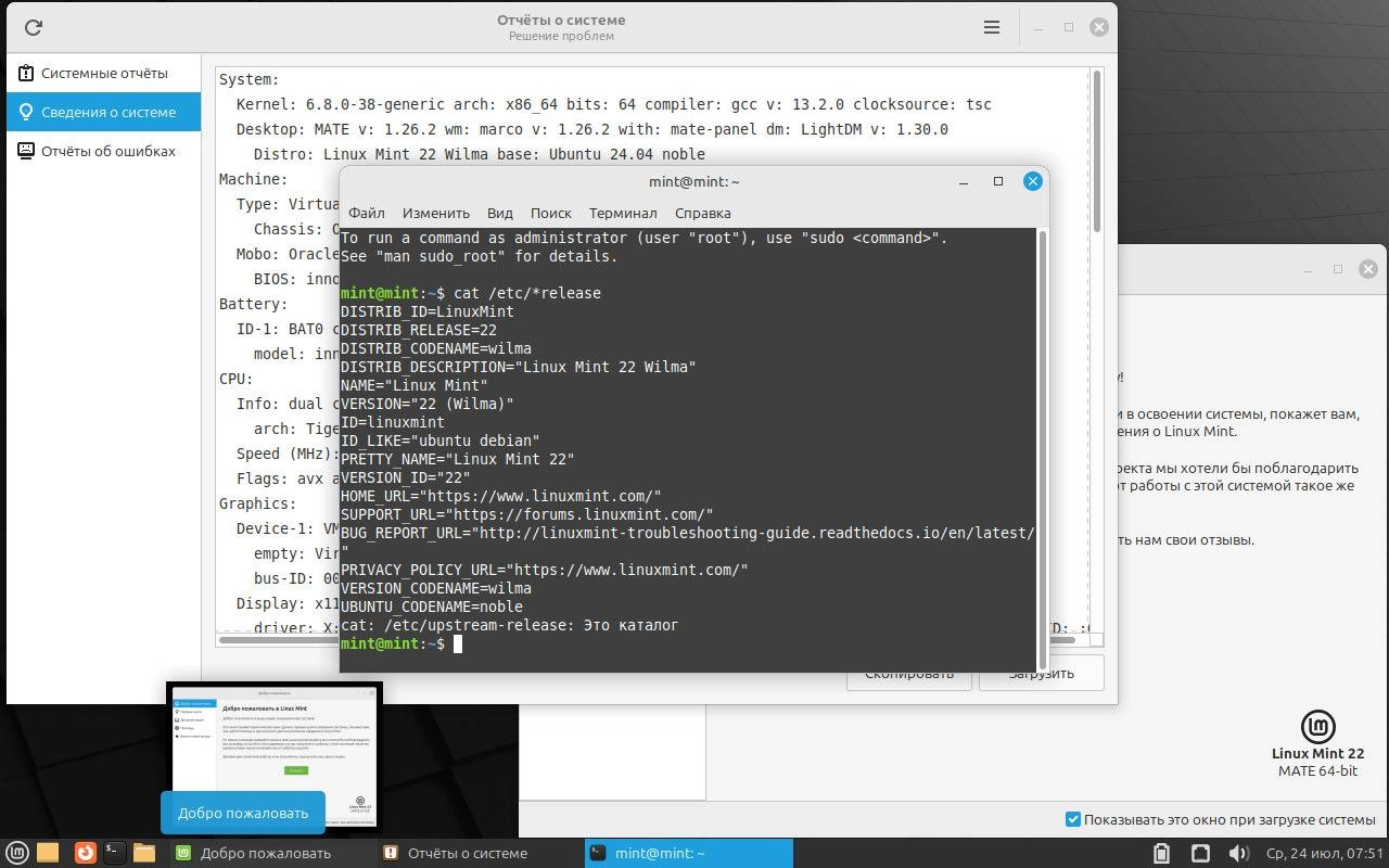 Активация Linux Mint 22 Wilma 3xDVD