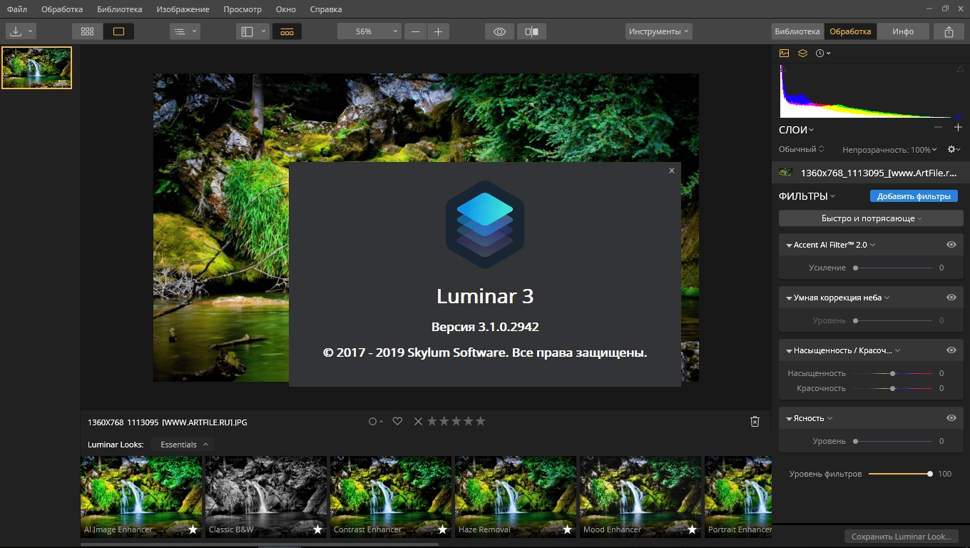 Активация Luminar 4.3.0.6886 RePack by KpoJIuK