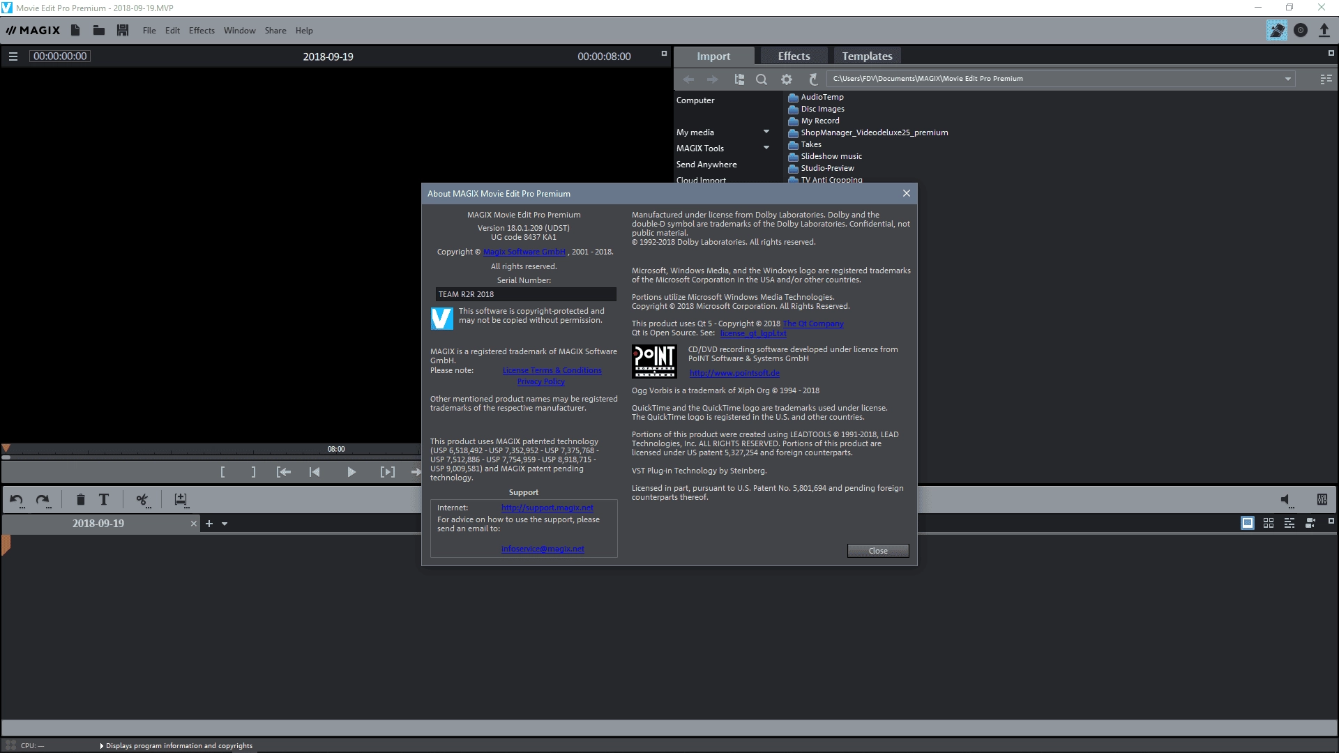 Активация MAGIX Movie Edit Pro Premium 18.0.3.261